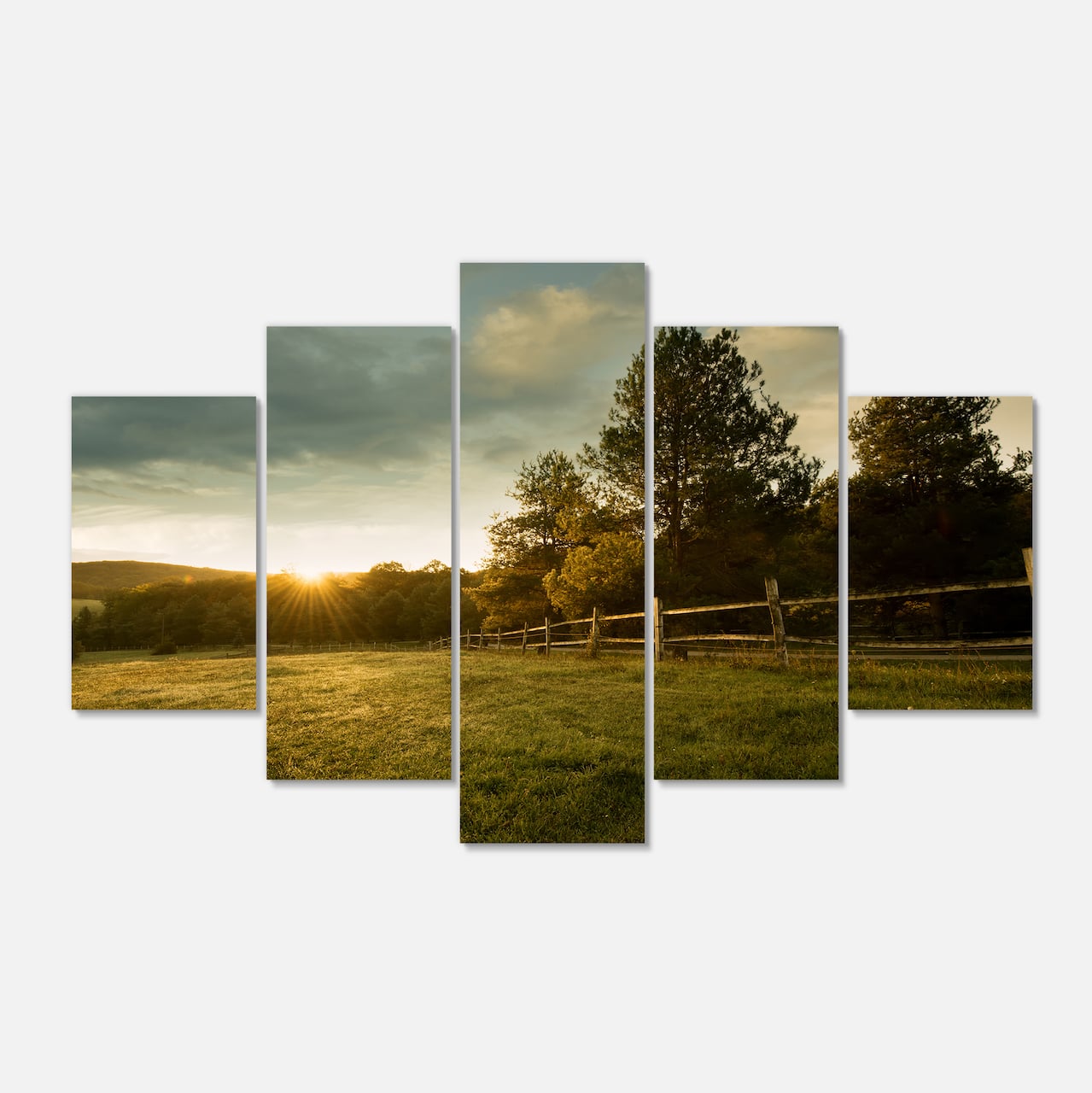 Designart - Beautiful Sunrise in the farm - Landscape Canvas Art Print